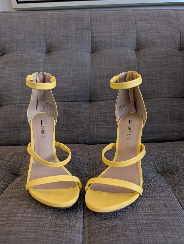 Call It Spring Yellow Heels - Size 6 thumbnail
