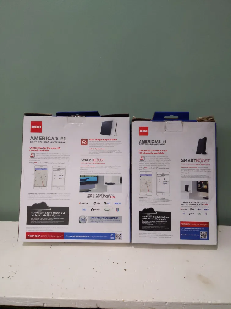 RCA HDTV ANTENNAS – 55-MILE RANGE! FREE CHANNELS – $15 image indicator(2)