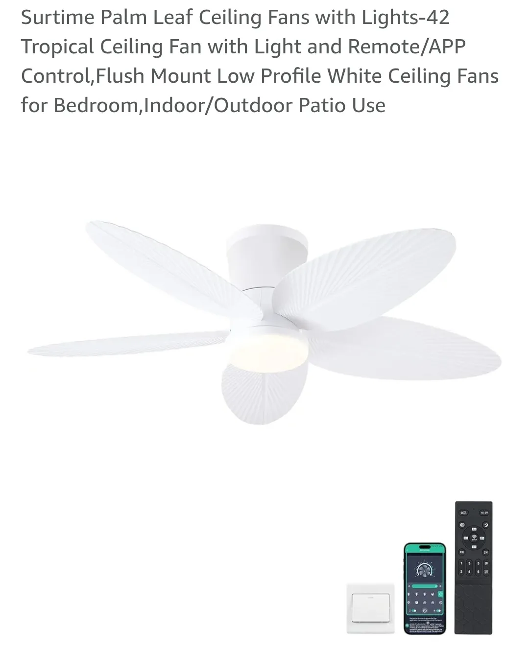42 inch Ceiling Fan Light with Remote - White image indicator(7)