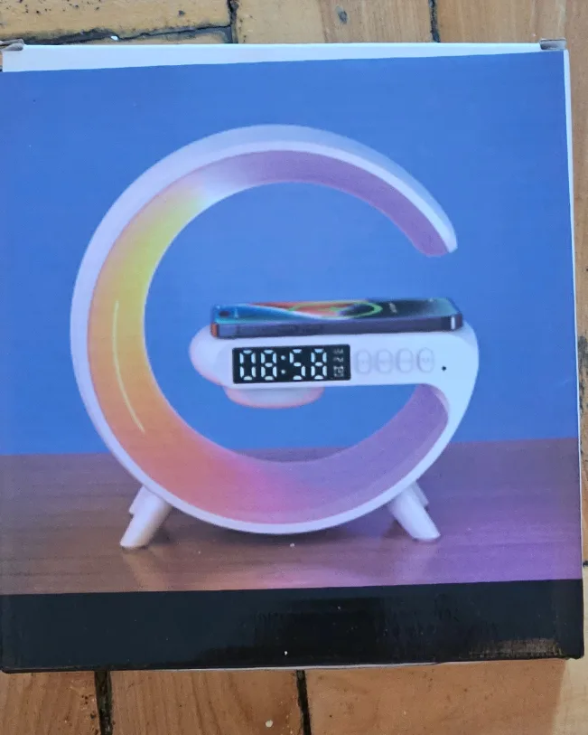 BNIB)Desktop Wireless Charger/Alarm Clock thumbnail