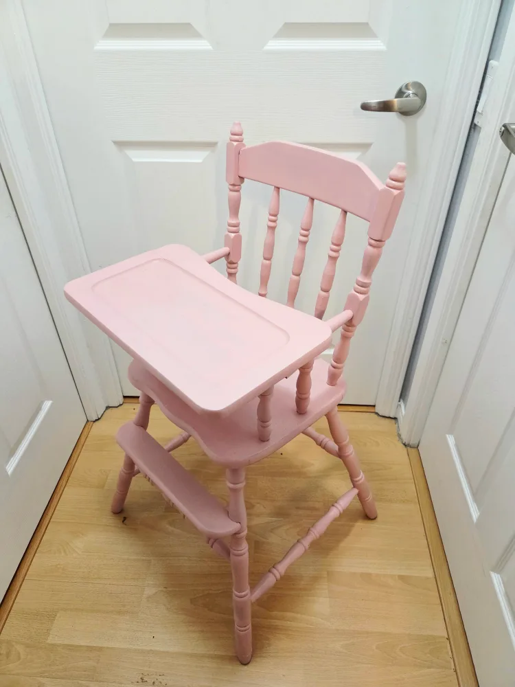 Pink Vintage Wooden Baby High Chair image indicator(2)