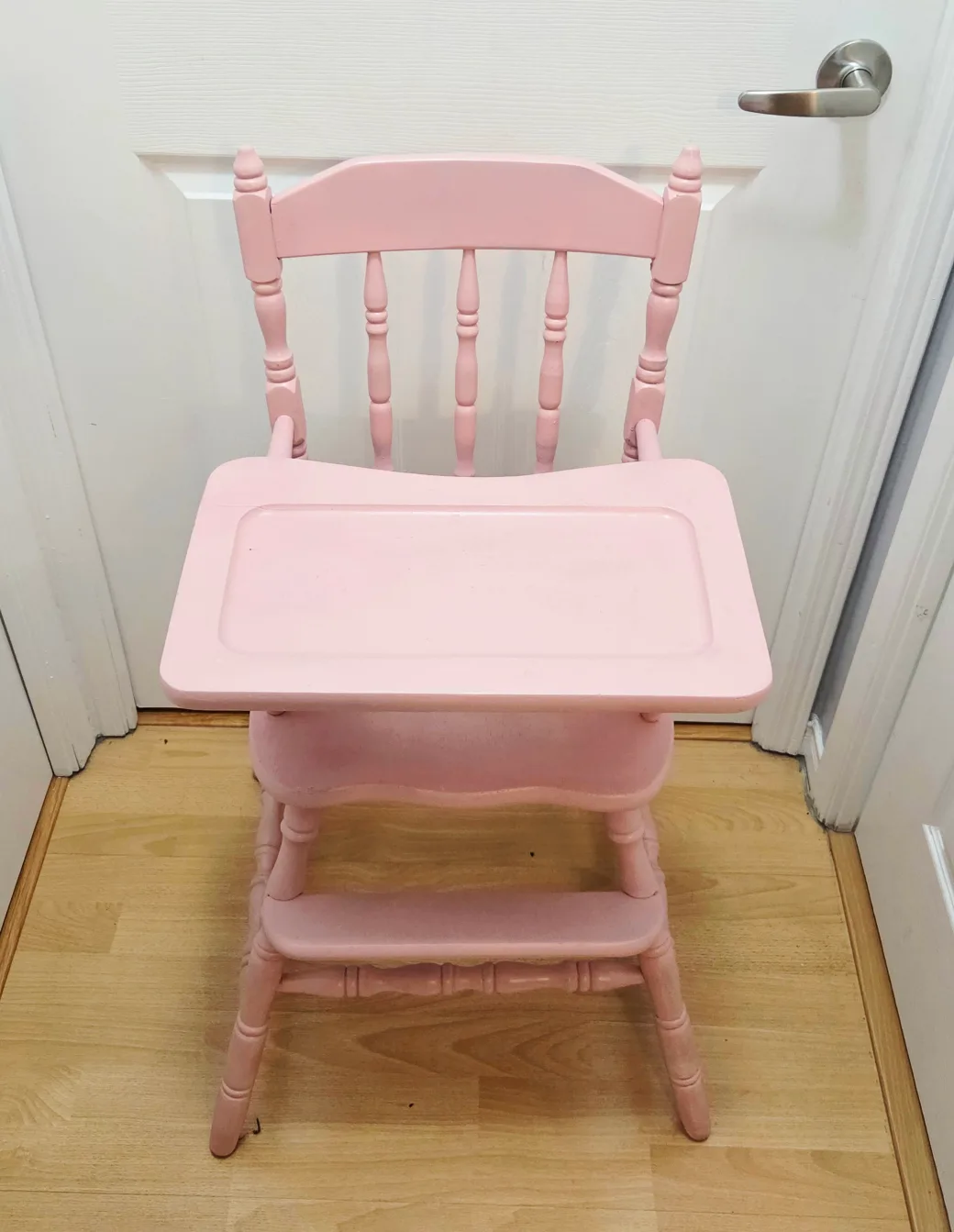 Pink Vintage Wooden Baby High Chair image indicator(3)
