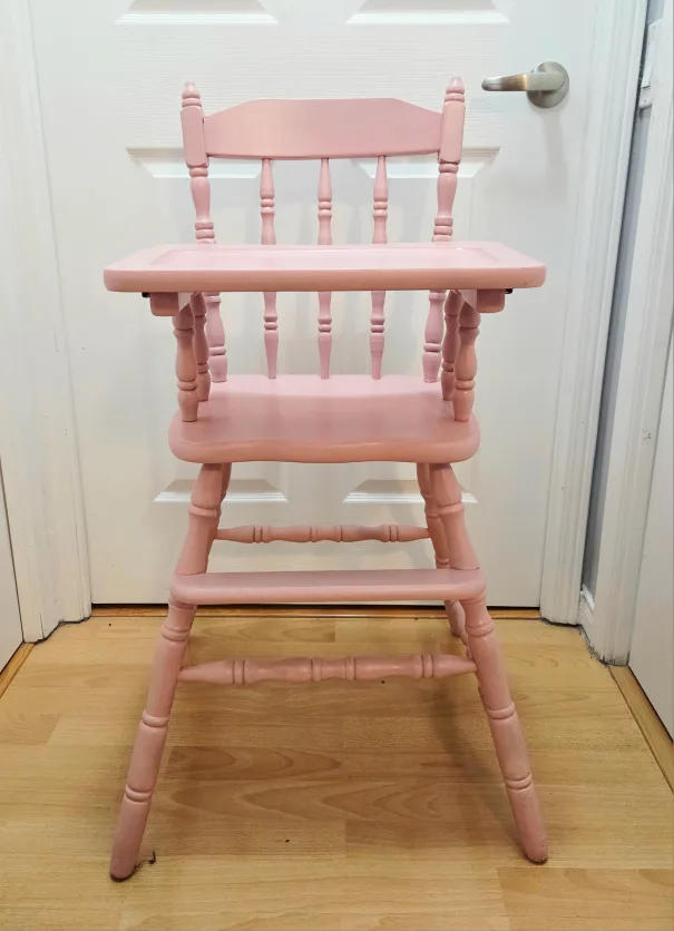 Pink Vintage Wooden Baby High Chair image indicator(5)