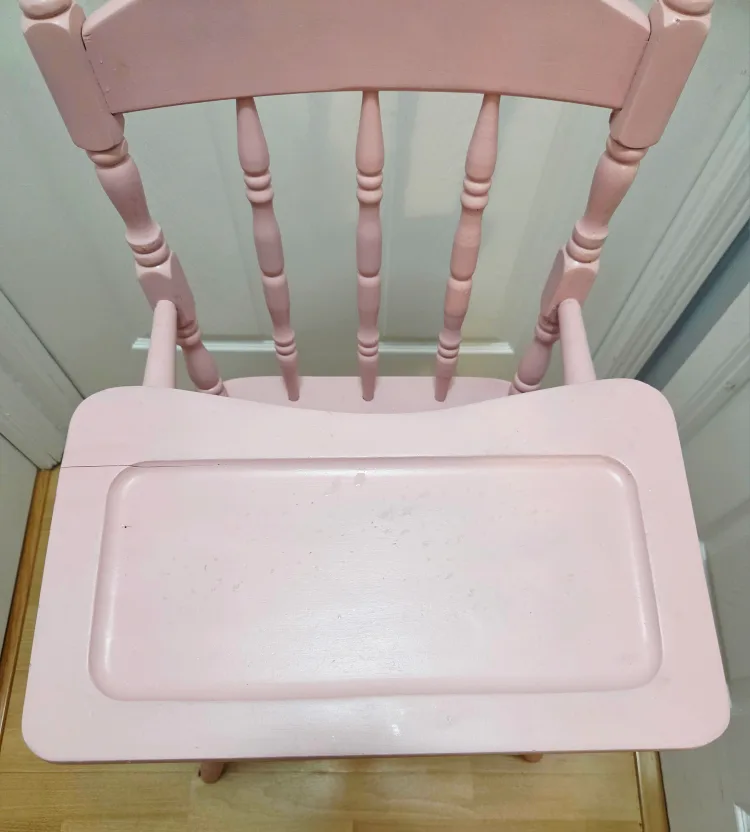 Pink Vintage Wooden Baby High Chair image indicator(6)