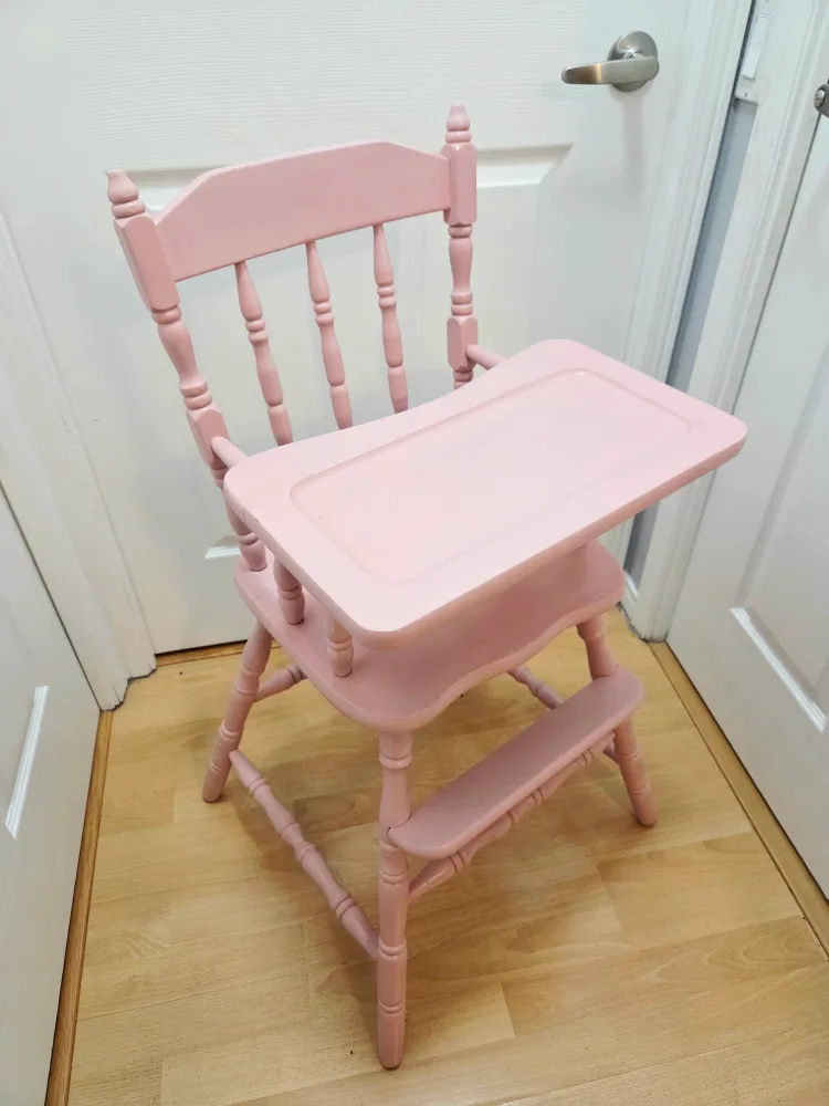 Pink Vintage Wooden Baby High Chair image indicator(7)