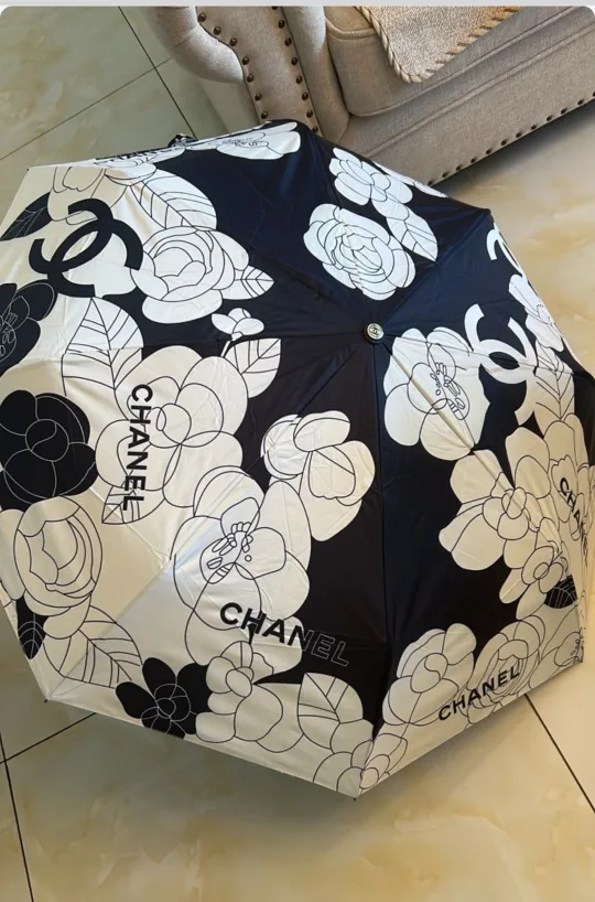 Chanel Umbrella - Black & White Floral thumbnail