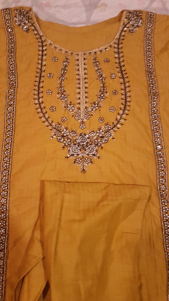 Mustard Yellow Embroidered Kurti