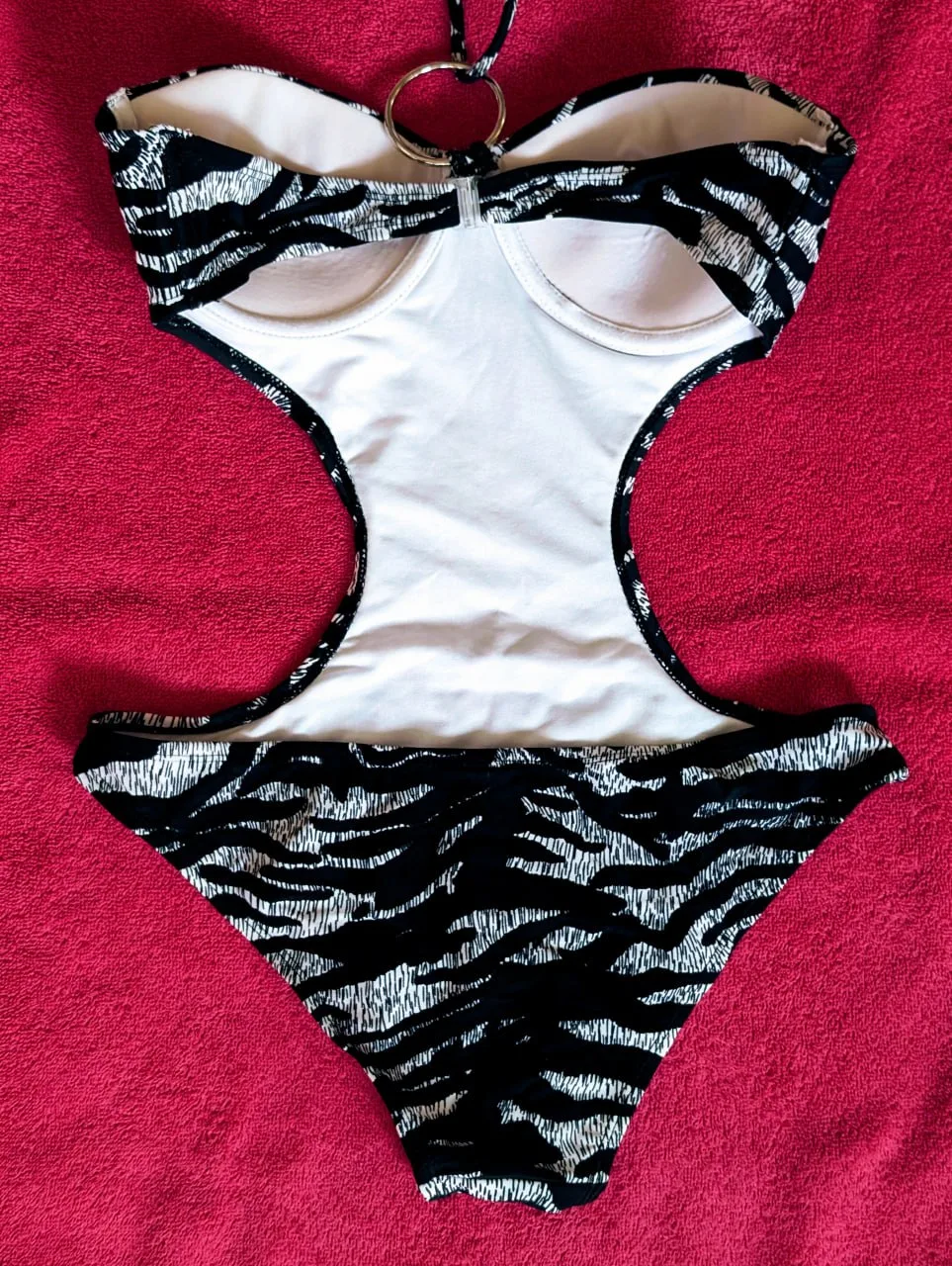 White Tiger Print One Piece Monokini Swimsuit image indicator(2)