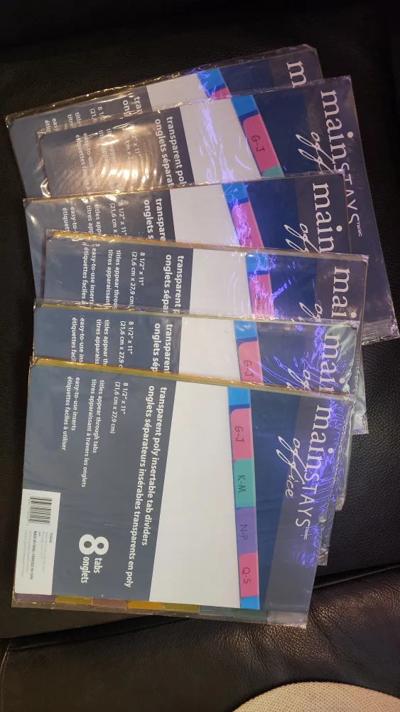 Mainstays Office 8-Tab Transparent Dividers - New! thumbnail
