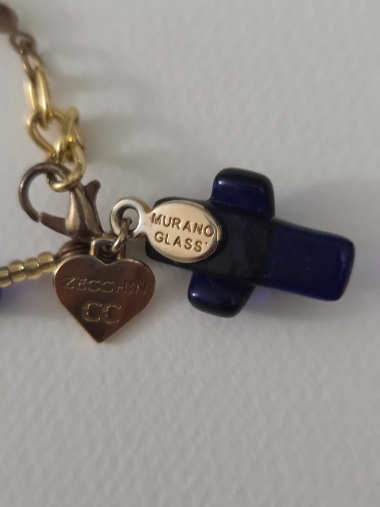 Zecchin Murano Glass Blue Cross Bracelet image indicator(3)