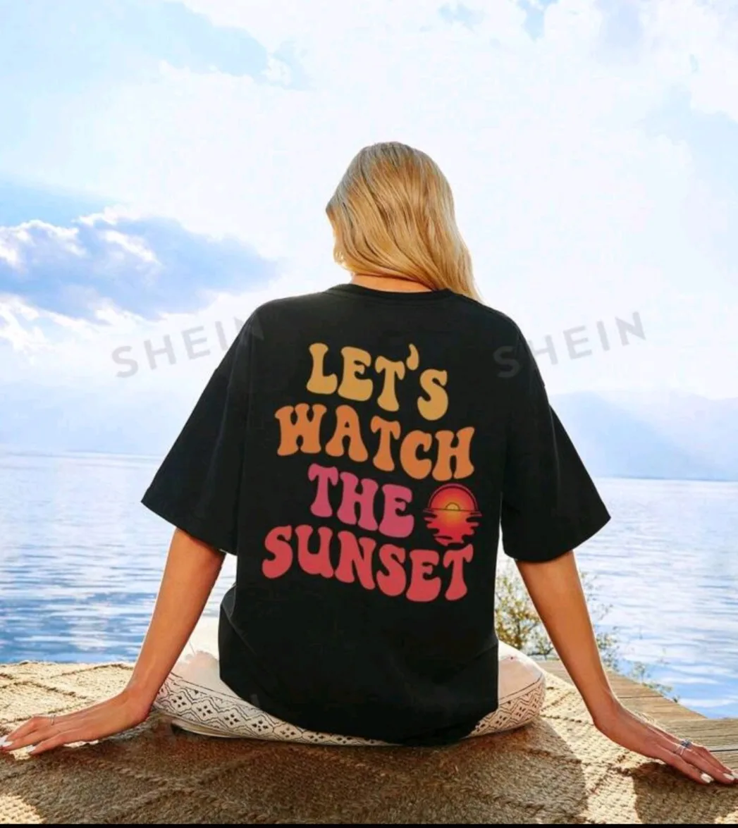 Shein Oversized Black Graphic T-Shirt - Size S image indicator(2)