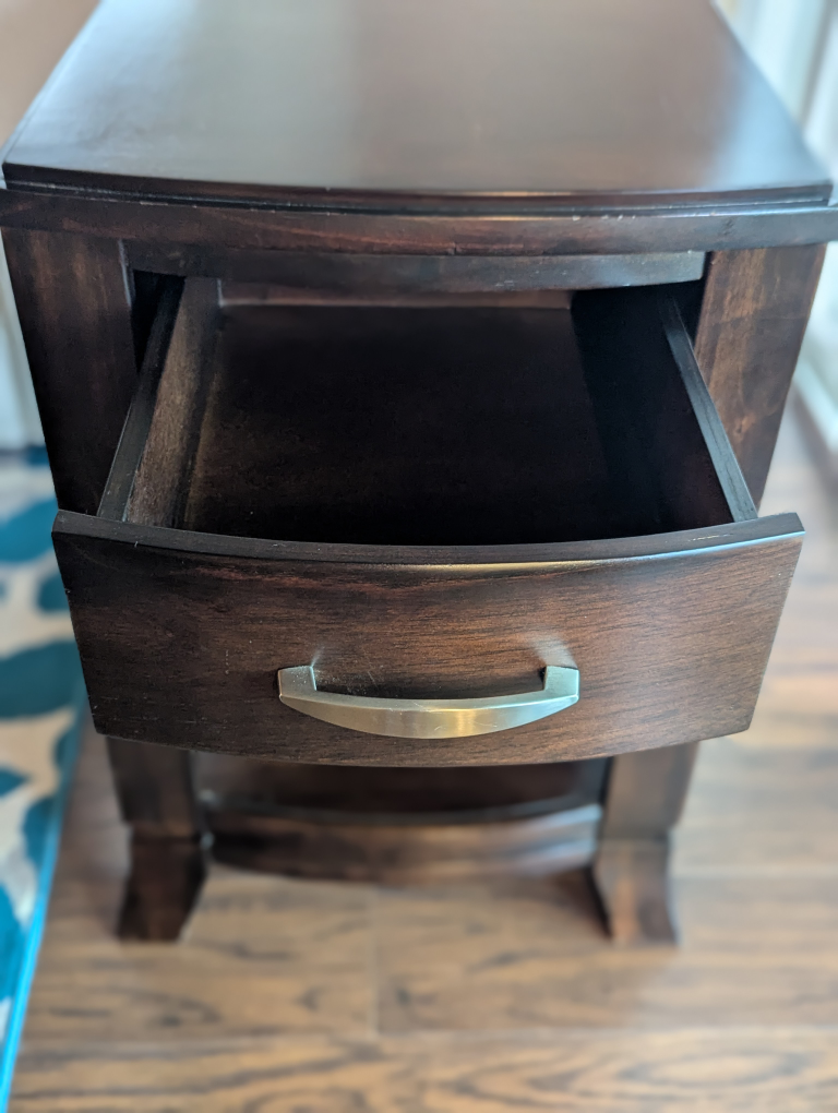 Dark Brown Wood End Table with Drawer - photo 2