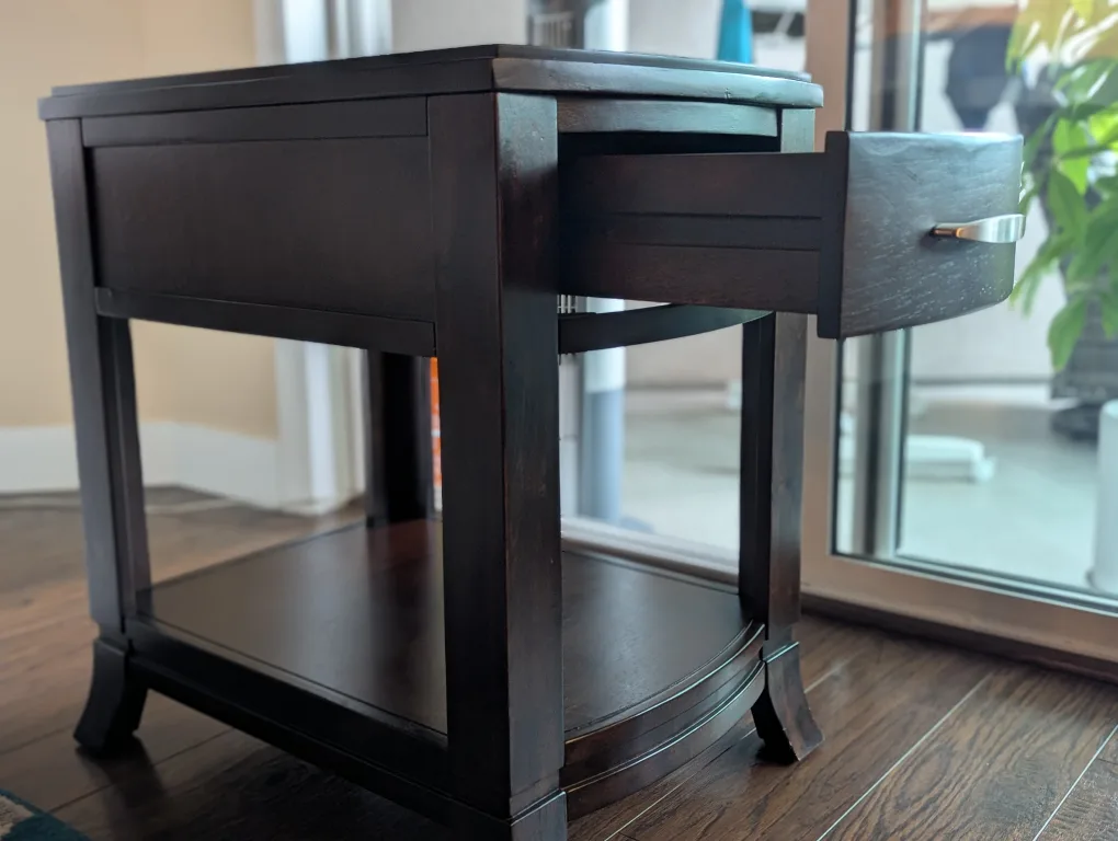 Dark Brown Wood End Table with Drawer image indicator(4)
