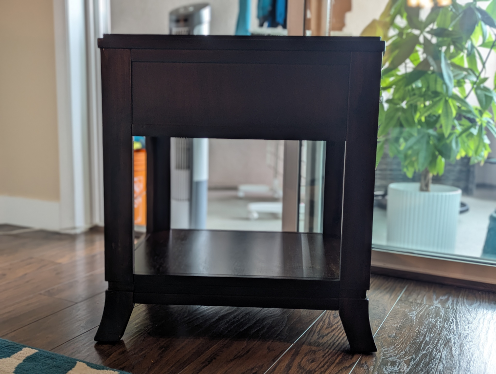Dark Brown Wood End Table with Drawer - photo 5