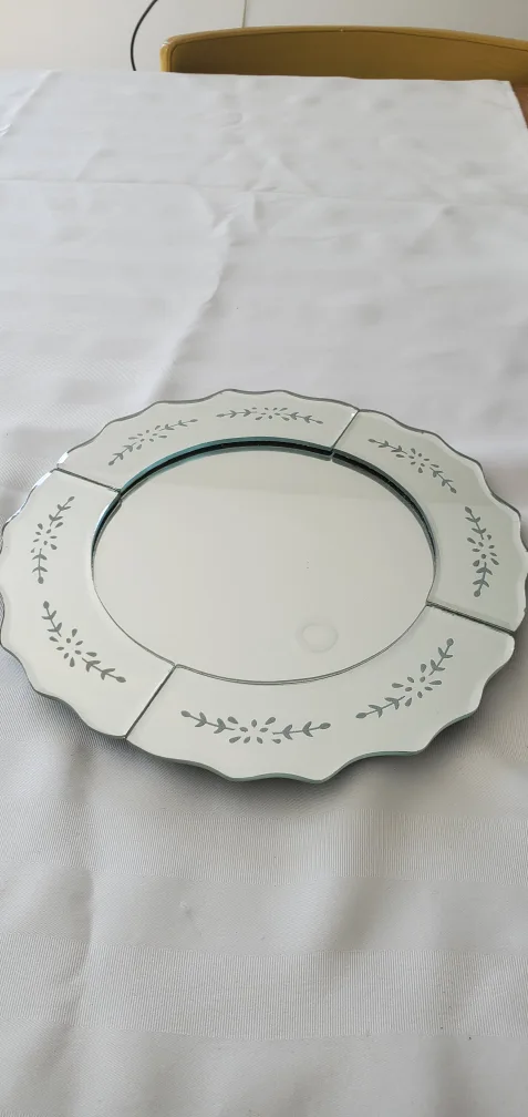Round Mirror Tray with Floral Design thumbnail