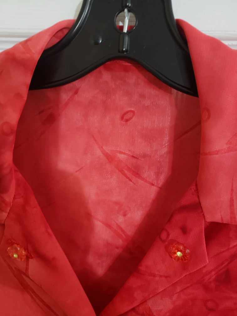 🇨🇦pink Patterned Blouse transparent  front button fot 14-16 - photo 3