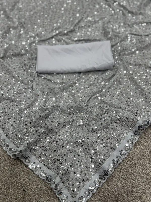 Silver Sequin Saree/ Pre order image indicator(2)