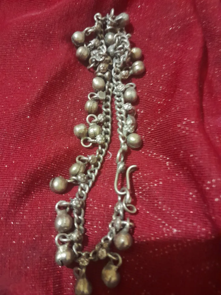Silver Tone Jingle Bell Charm Anklet thumbnail
