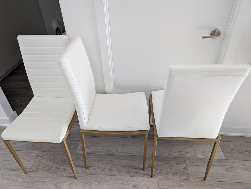 Set of 4 White Faux Leather Dining Chairs