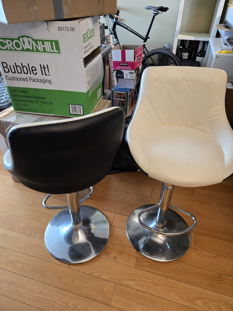 Set of 2 Swivel Bar Stools - White & Black - photo 2