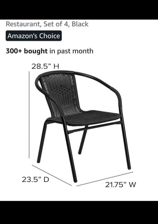 Flash Furniture Black Rattan Dining Chairs - Set of 4 image indicator(4)