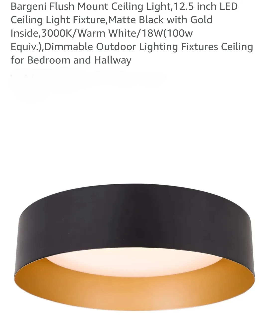 Bargeni 12.5" LED Ceiling Light - Black & Gold thumbnail