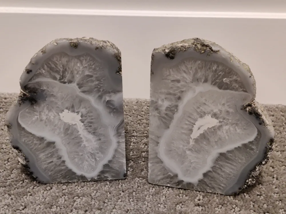 Heavy Pair Natural Agate Geode Stone Book Ends Holder - Bookends thumbnail