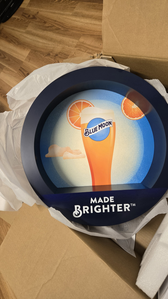 Blue Moon Beer Sign - "Made Brighter"