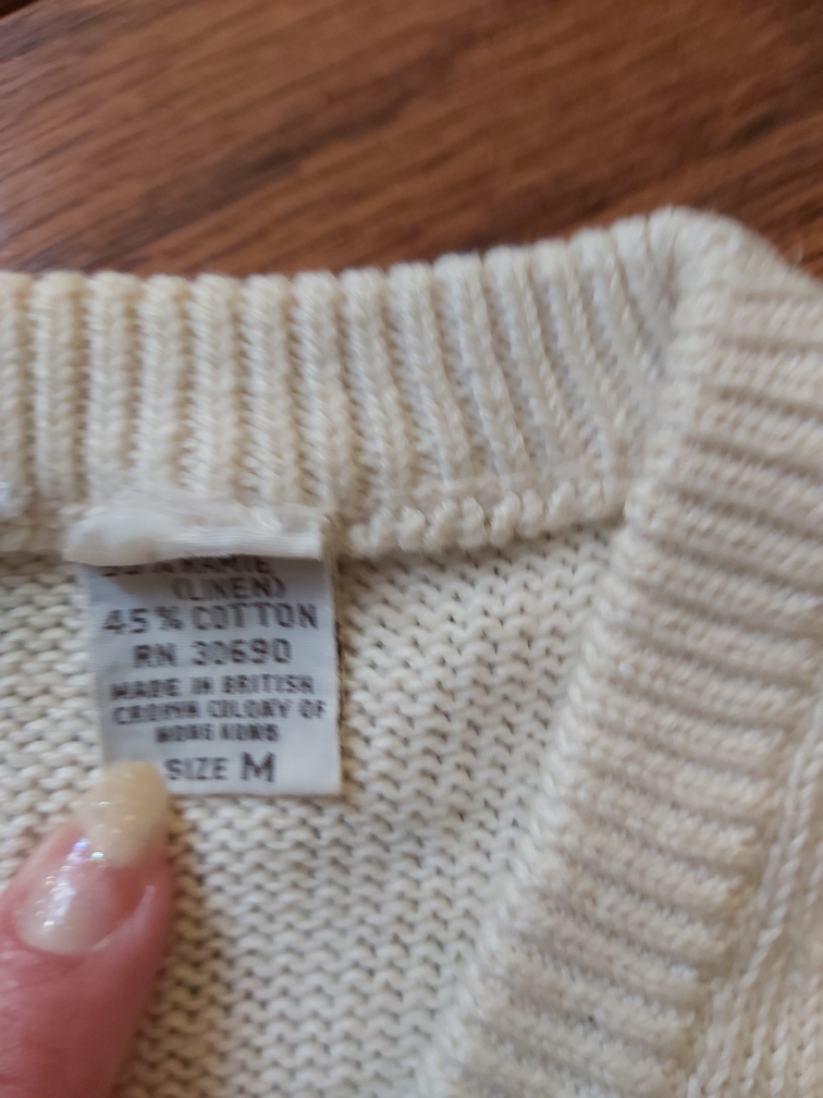 Vintage Striped V-Neck Knit Sweater - Size M - photo 2