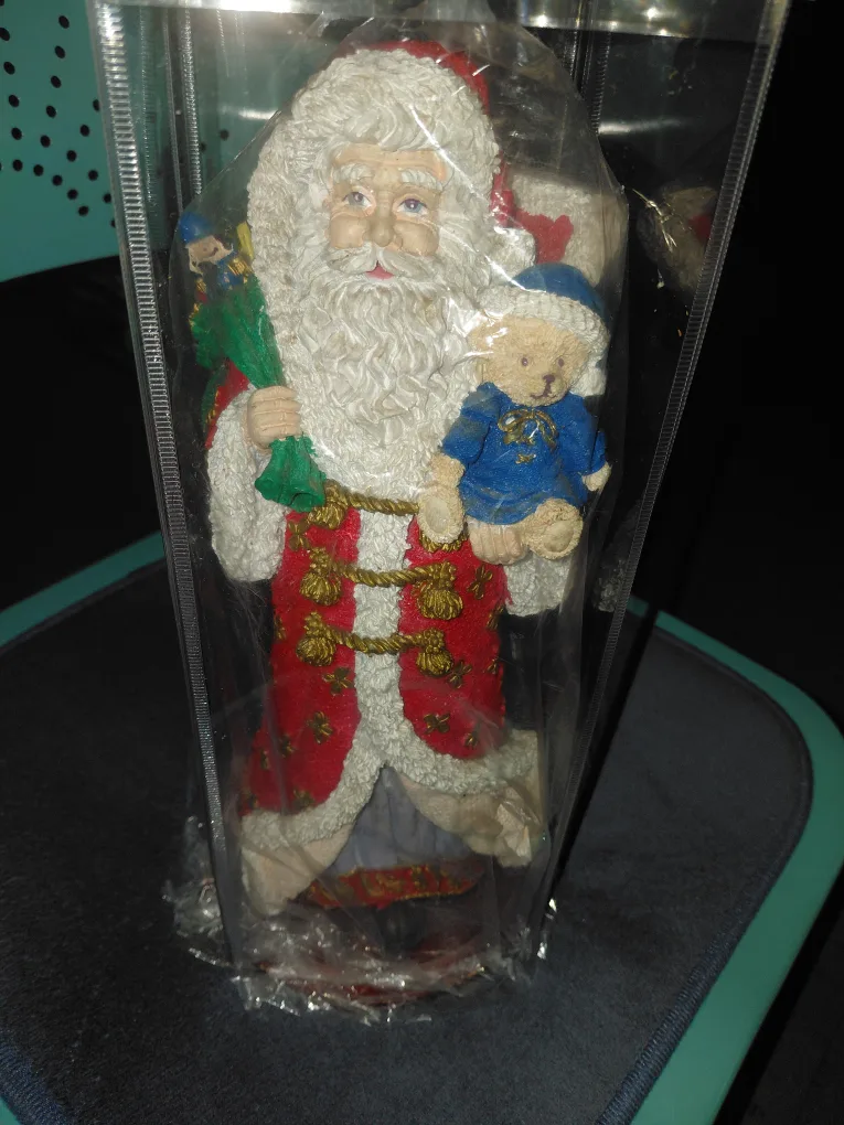 Santa Claus Figurine with Teddy Bear thumbnail