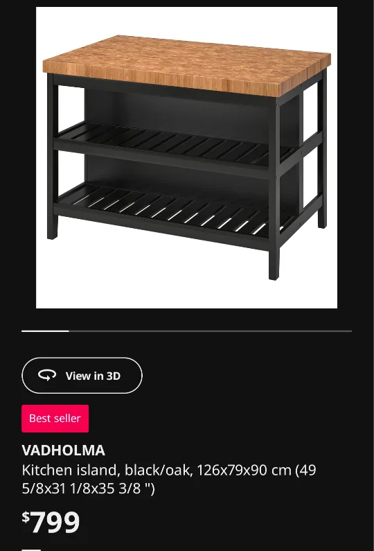 VADHOLMA Kitchen Island and Chairs image indicator(8)