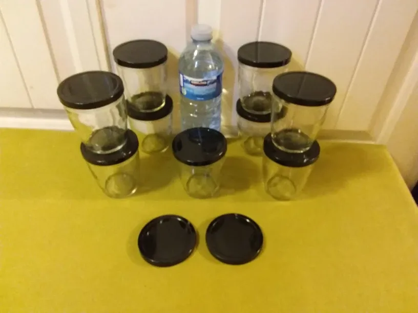 Glass Jars with Black Lids - Set of 9 🇨🇦 thumbnail