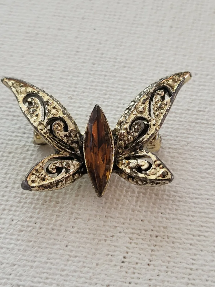 Vintage Filagree Butterfly Brooch Pin thumbnail