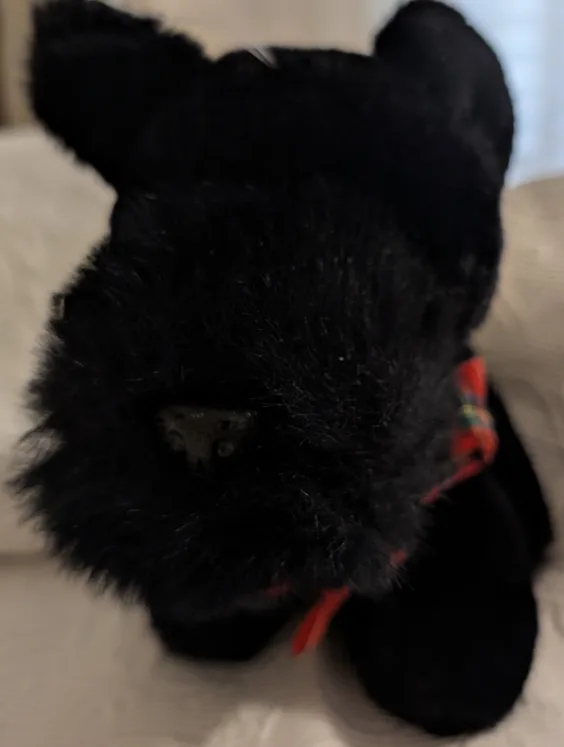 Black Scottie Dog Plush with Tartan Ribbon thumbnail