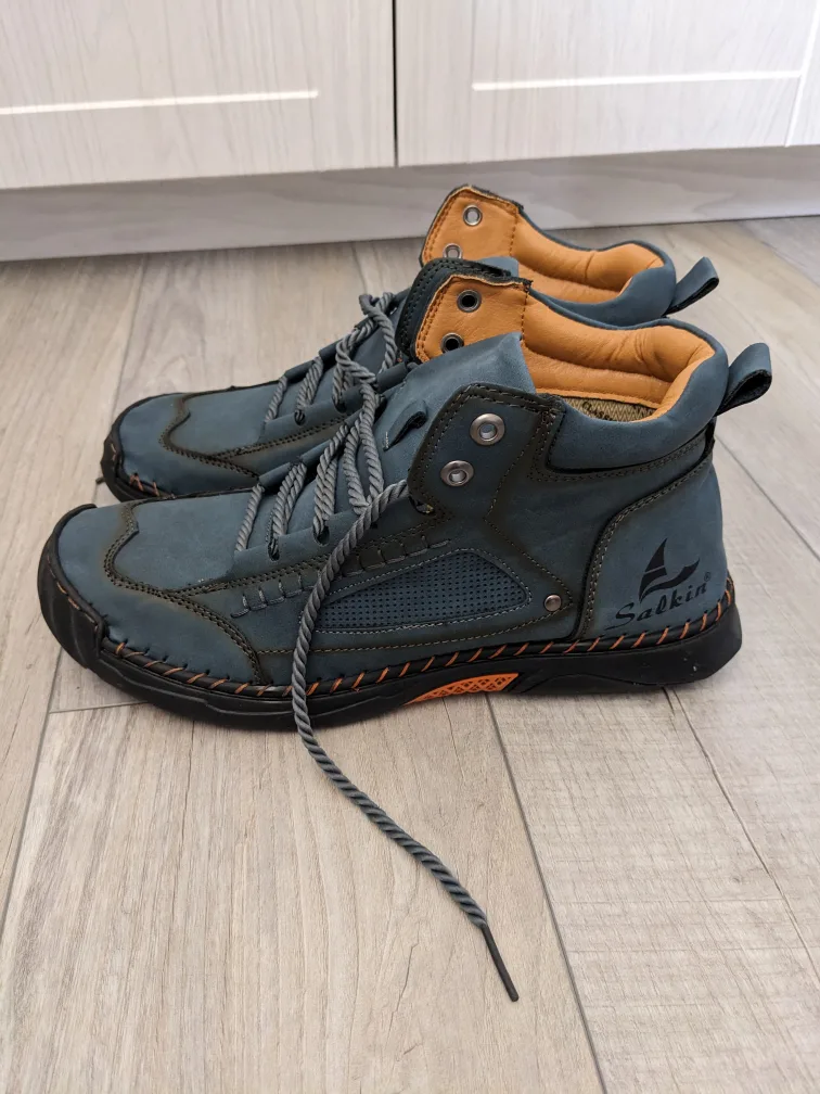 Salkin Blue Leather Ankle Boots thumbnail
