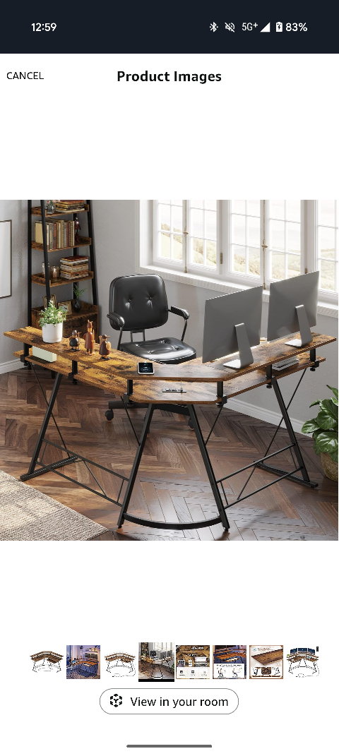 L-Shaped Corner Desk - Rustic Brown - photo 4