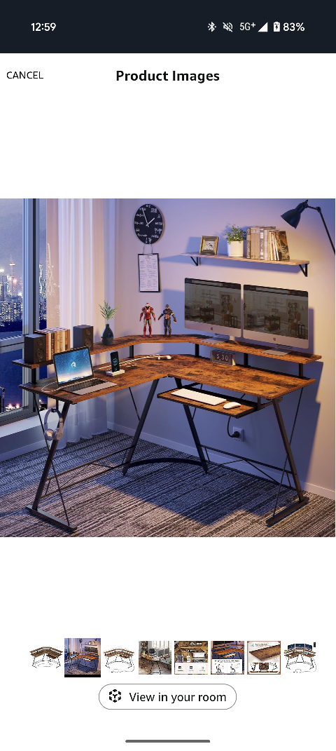 L-Shaped Corner Desk - Rustic Brown - photo 5