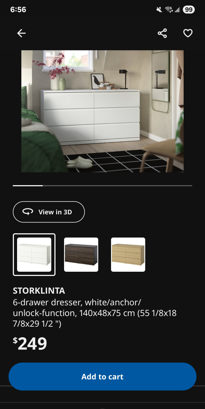 IKEA STORLINTA 6-Drawer Dresser - White - photo 4
