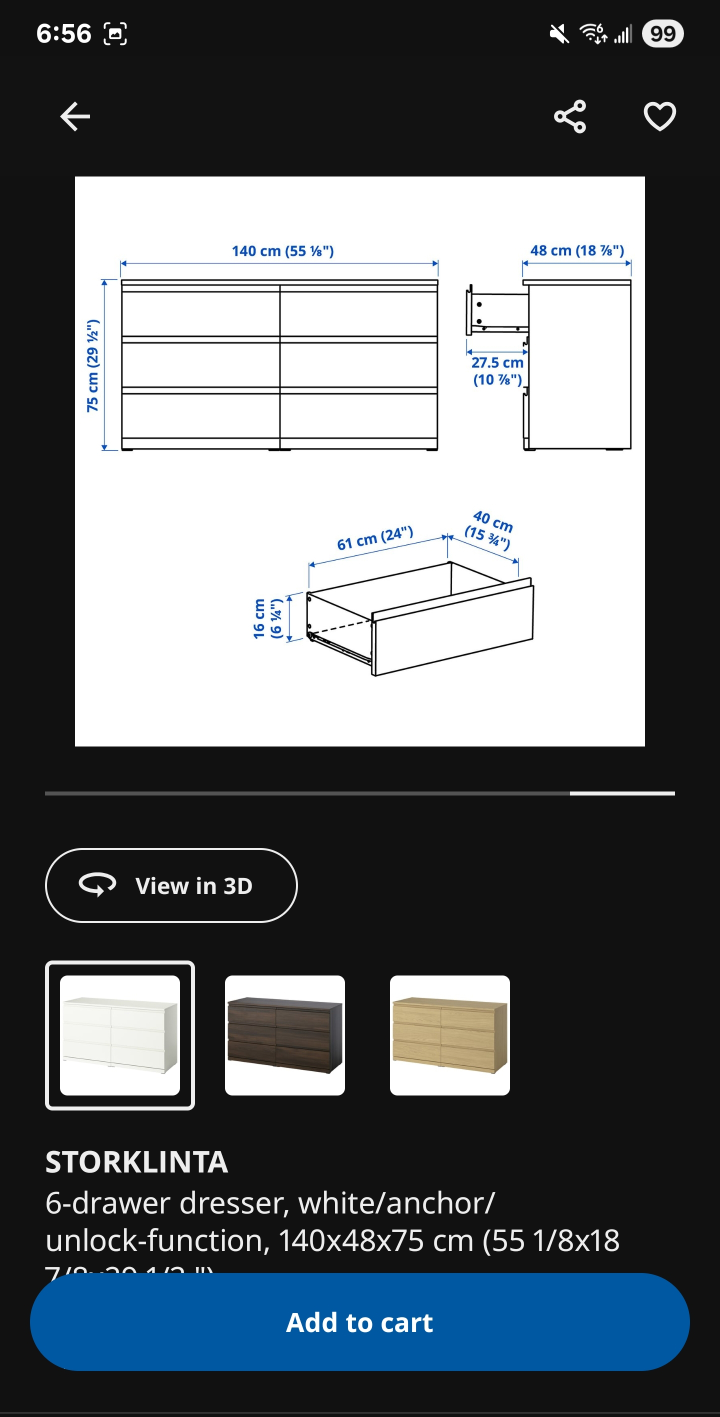 IKEA STORLINTA 6-Drawer Dresser - White - photo 5
