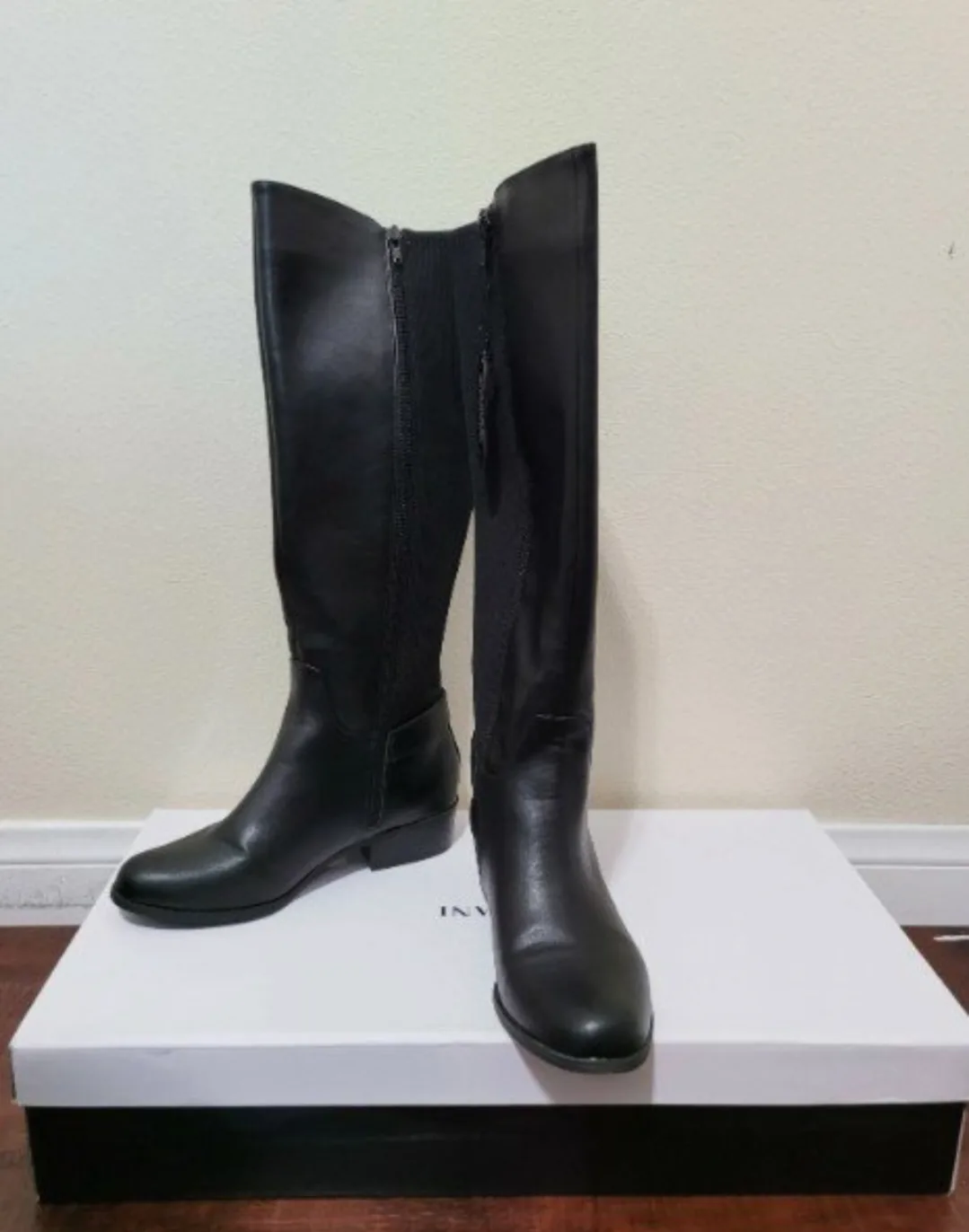 Alfani Women's Kallumm Black Faux Leather Knee High Riding Boots thumbnail