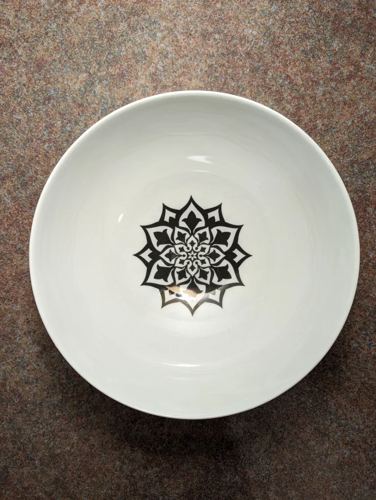 IKEA White Bowl with Black Design thumbnail
