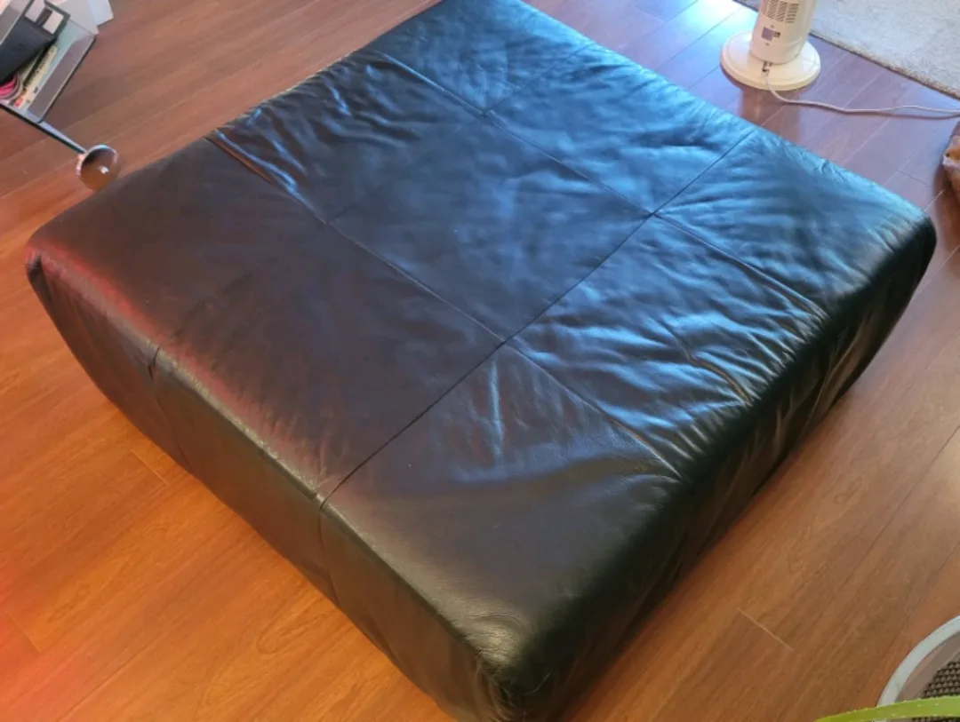 42" MORTEN Ottoman from EQ3 in ebony black leather image indicator(2)