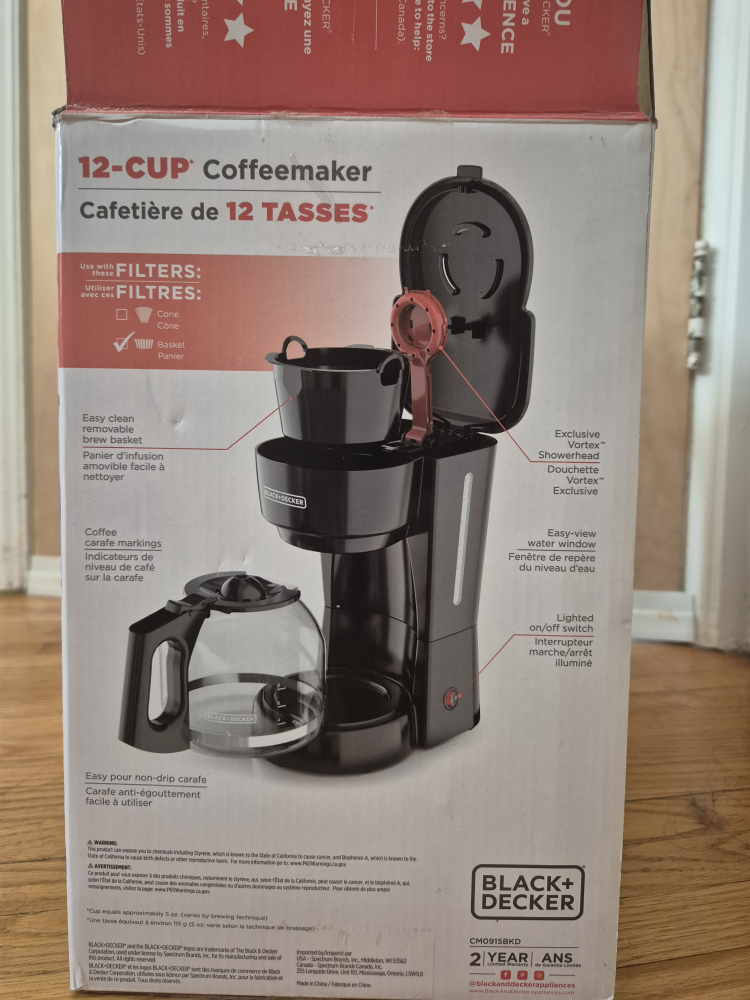 NEW BLACK+DECKER 12-Cup Coffeemaker - Black - photo 4