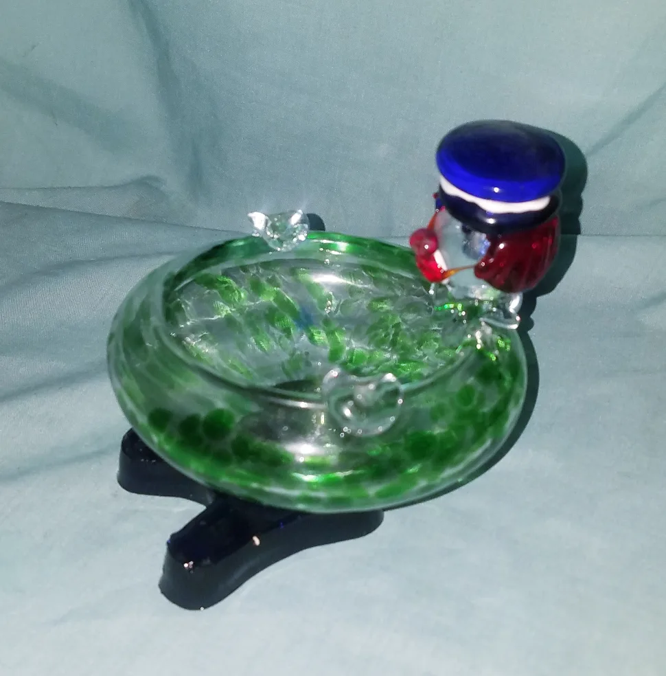 Vintage Antique Murano Art Blown Glass Clown Dog Ashtray image indicator(2)