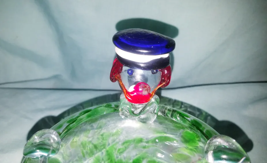 Vintage Antique Murano Art Blown Glass Clown Dog Ashtray image indicator(3)