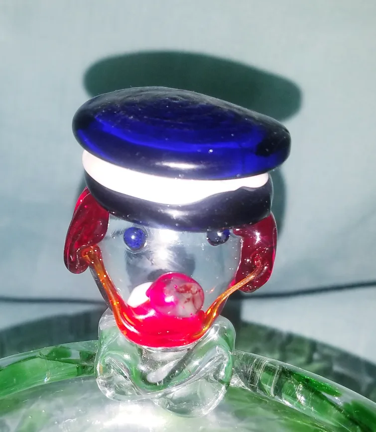 Vintage Antique Murano Art Blown Glass Clown Dog Ashtray image indicator(4)