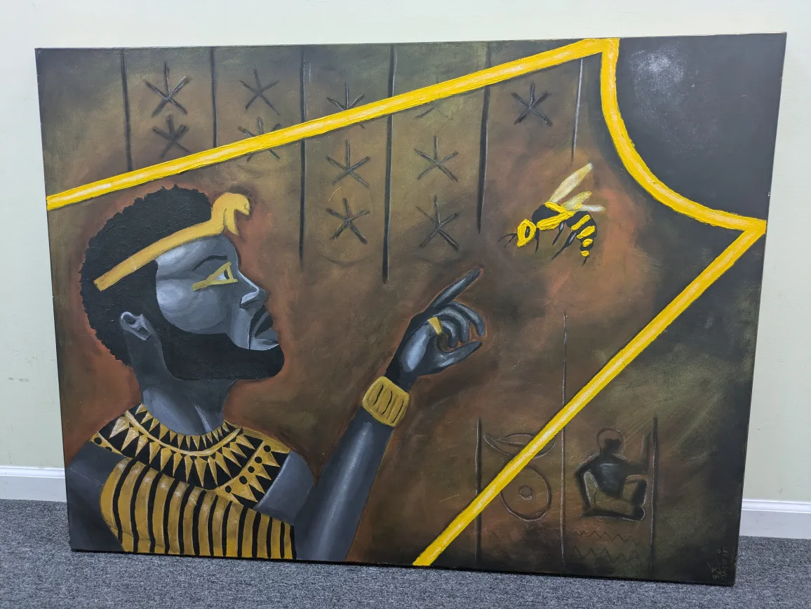 Large Oil & Pastel painting on canvas thumbnail