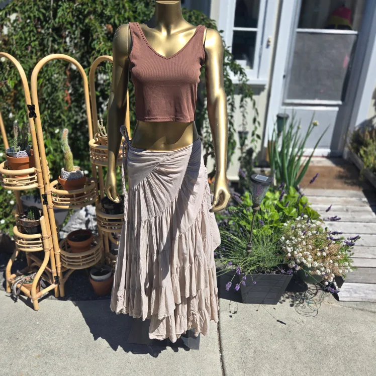 Beige Wrap Peasant Skirt -One Size thumbnail