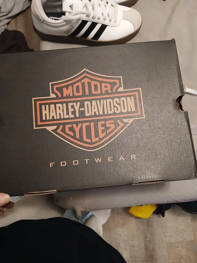 Harley-Davidson Black Leather High-Top Sneakers, Size 10M thumbnail