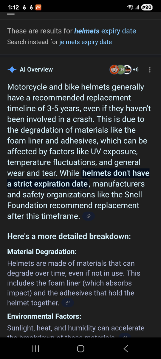 Helmets are like milk - they have an expiry date